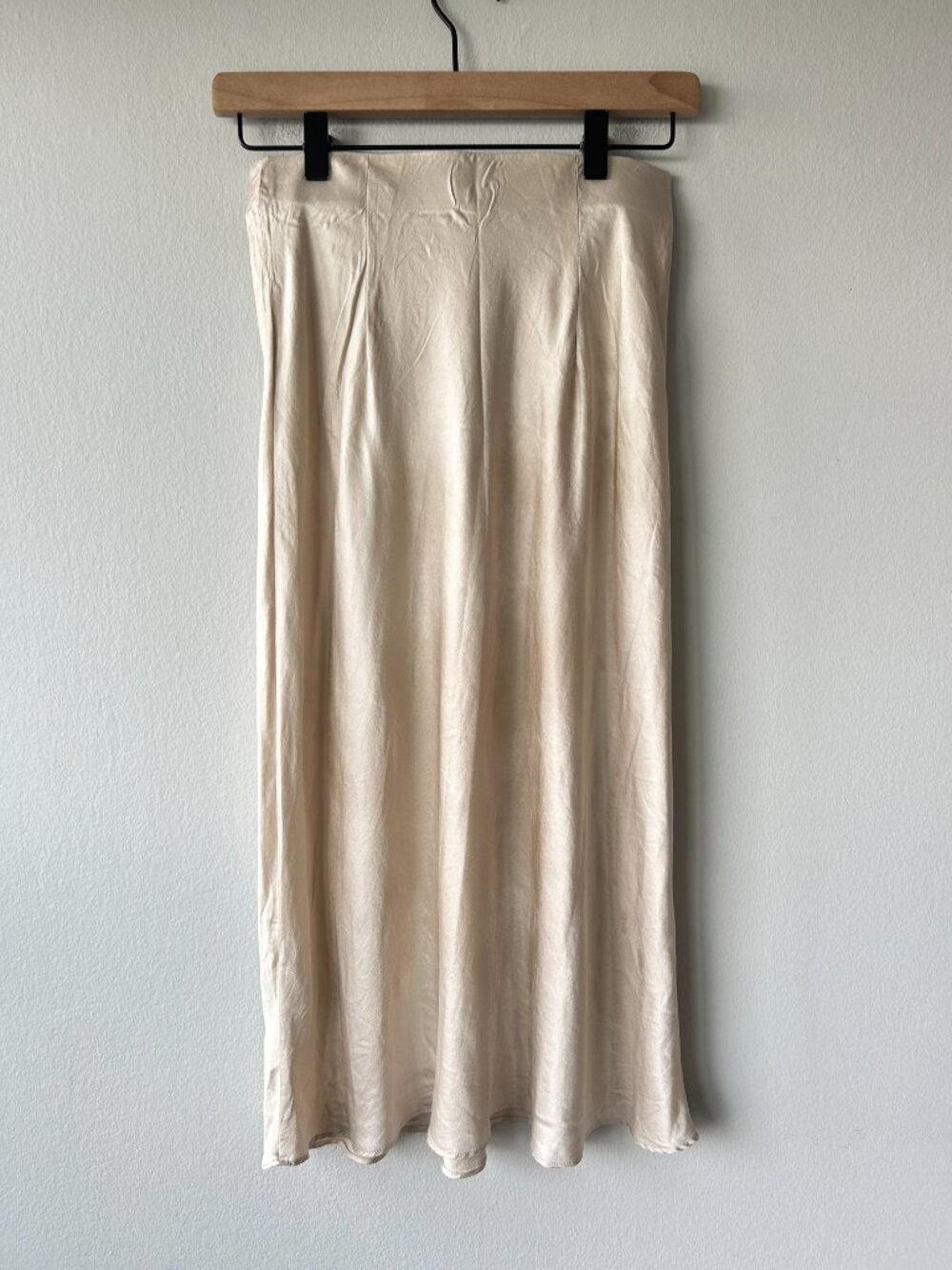 Quince 100% Silk Washable A-Line Midi Skirt Champagne XS - Picture 2 of 6